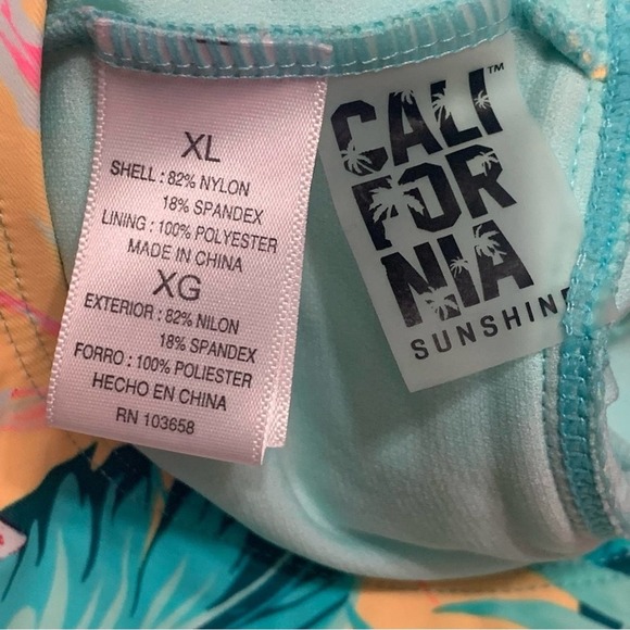 Feathers and Floral Bright XL Swimsuit. California. Sunshine. - Picture 9 of 14